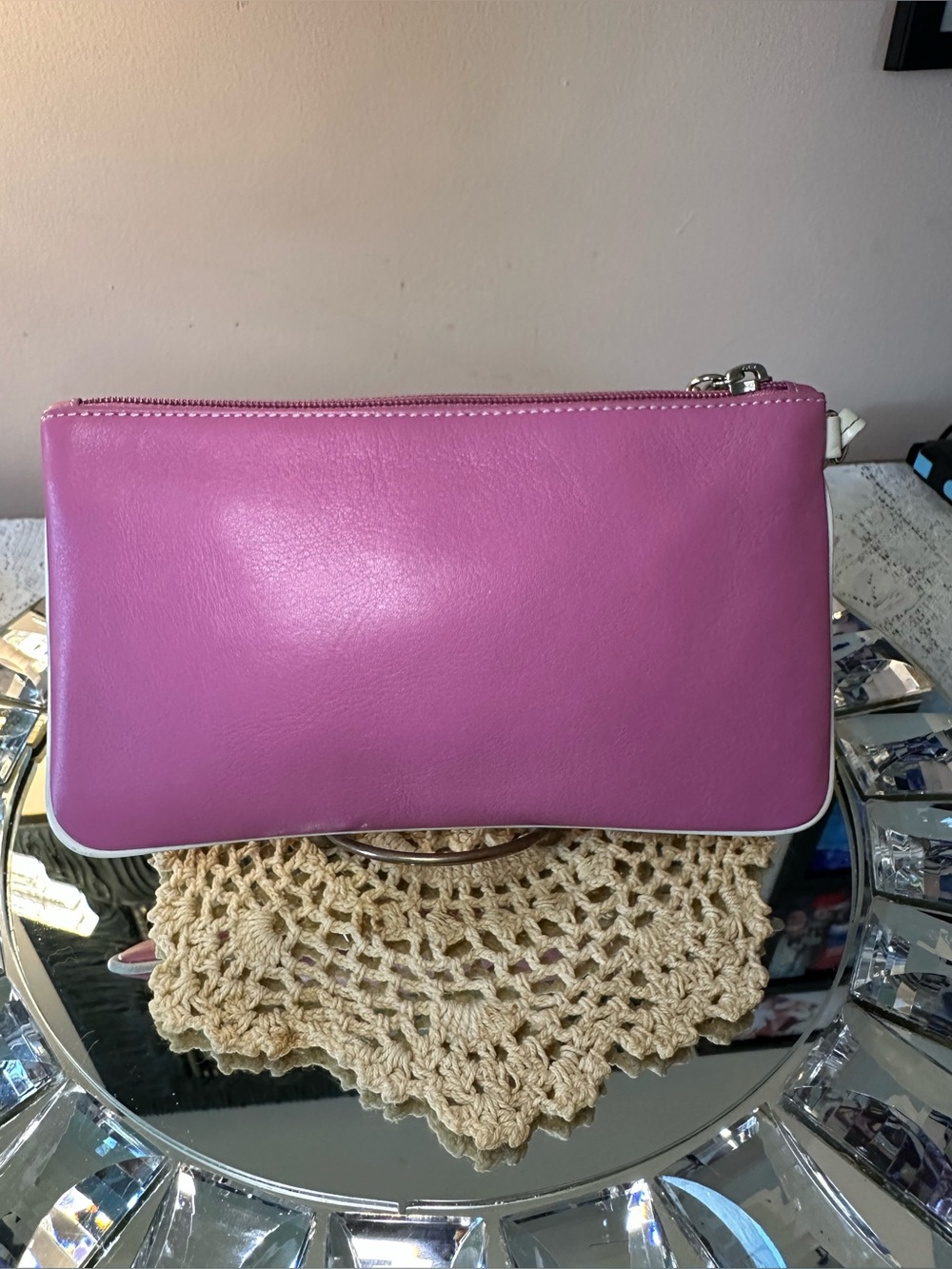Coach vintage wristlet. Pink and white. Front pocket. In great condition. - Picture 6 of 12
